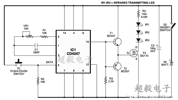 紅外線(xiàn)發(fā)射器的電路圖